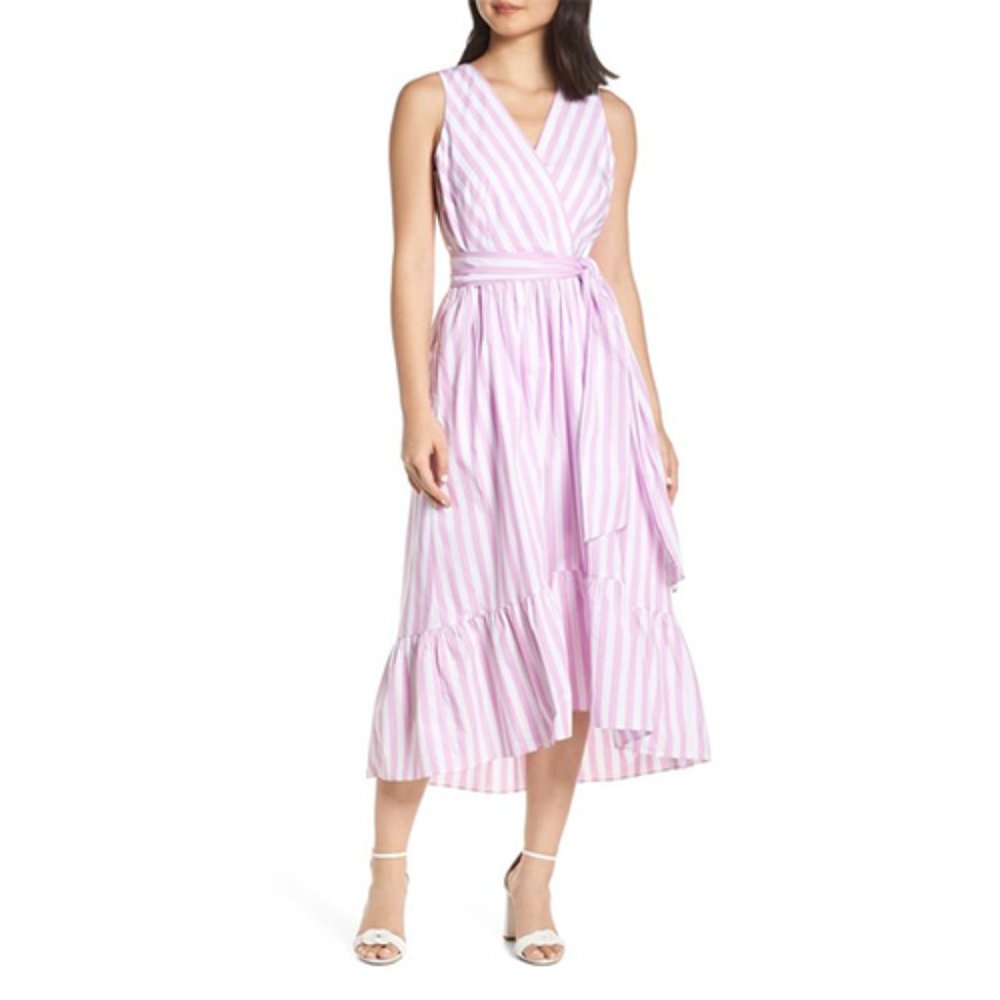J. Crew Pink Stripe Cotton Poplin Dress 00